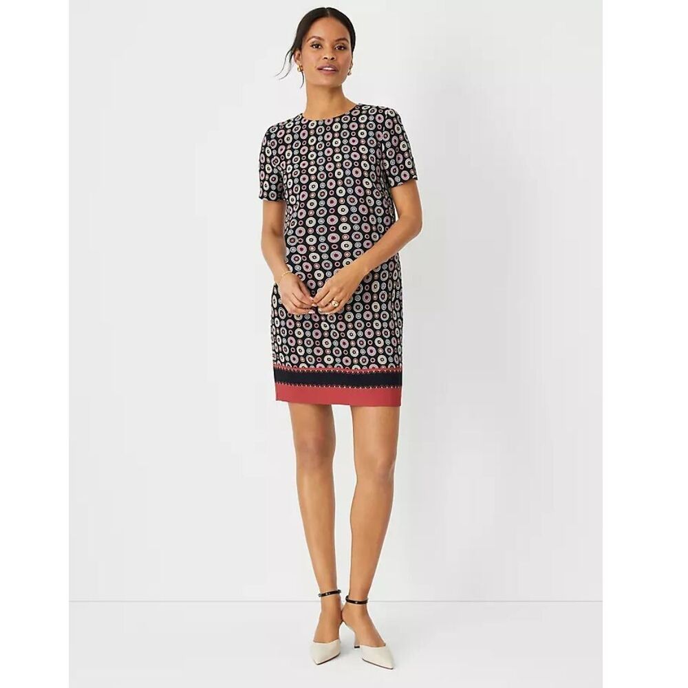 Ann Taylor Petite Geo Border Shift Dress Size 6P New